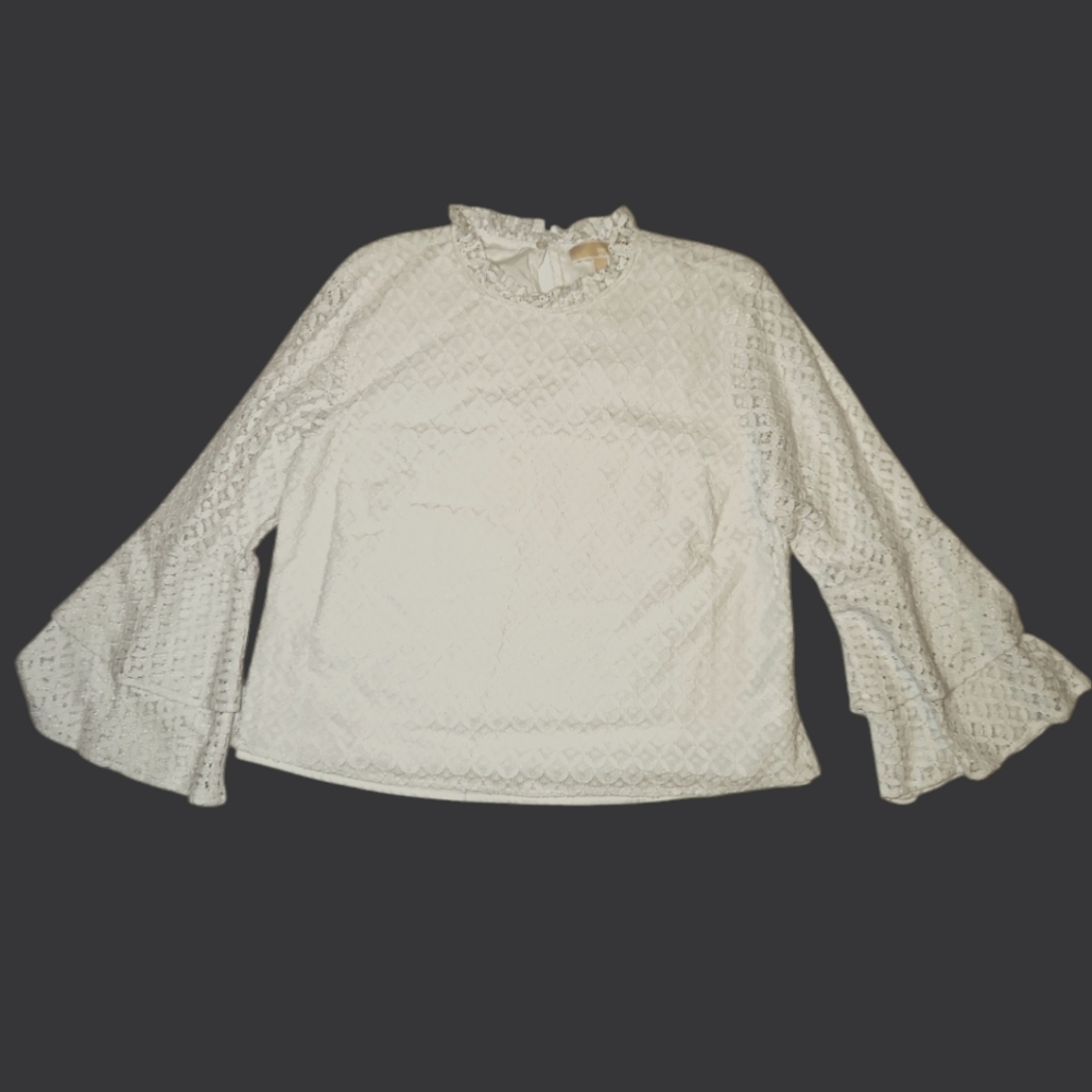Michael Kors White‎ Lace Boho Top w/ Bell Sleeves P/L